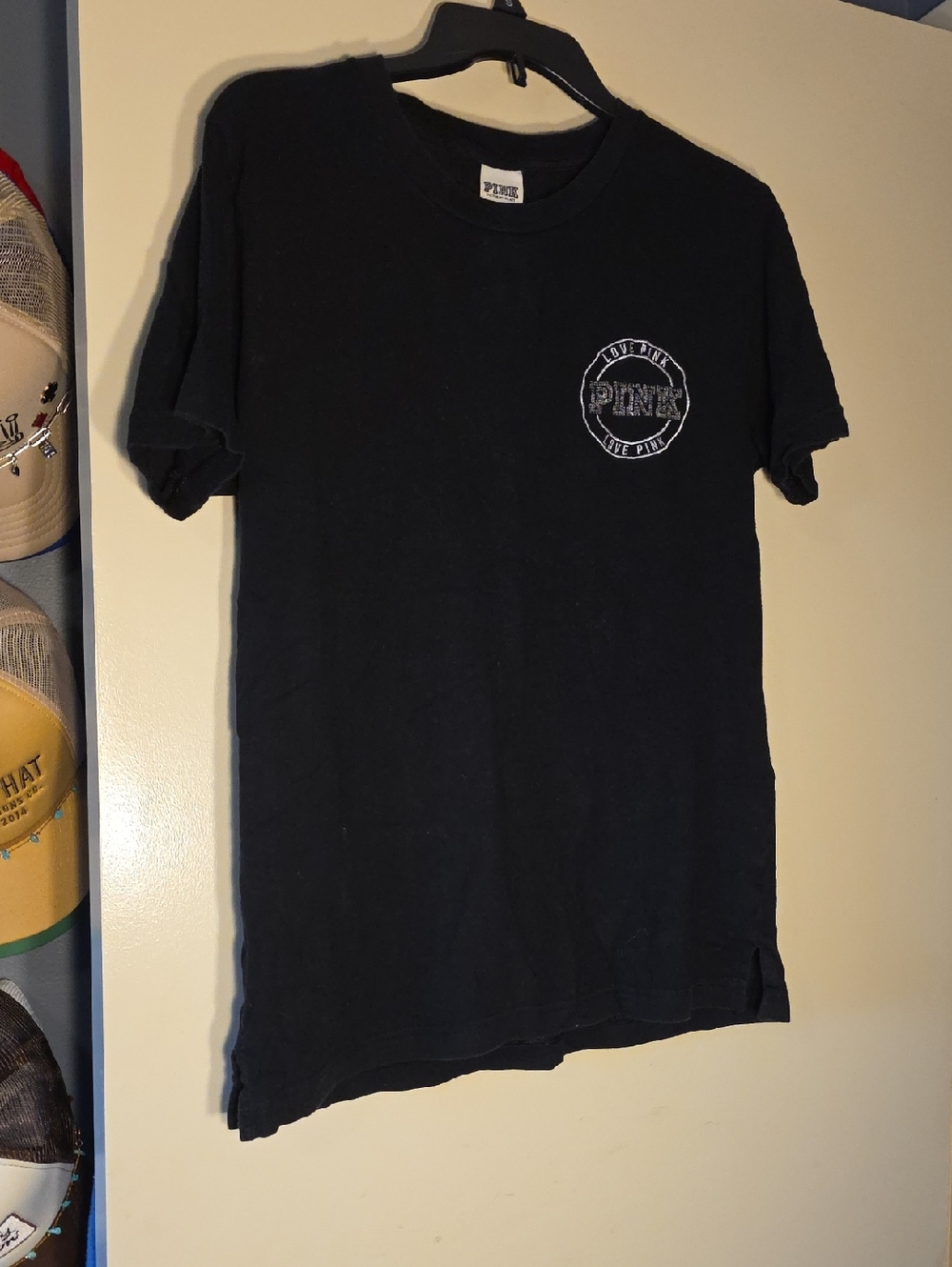 PINK Victoria's Secret Black Short-Sleeve Logo Tee